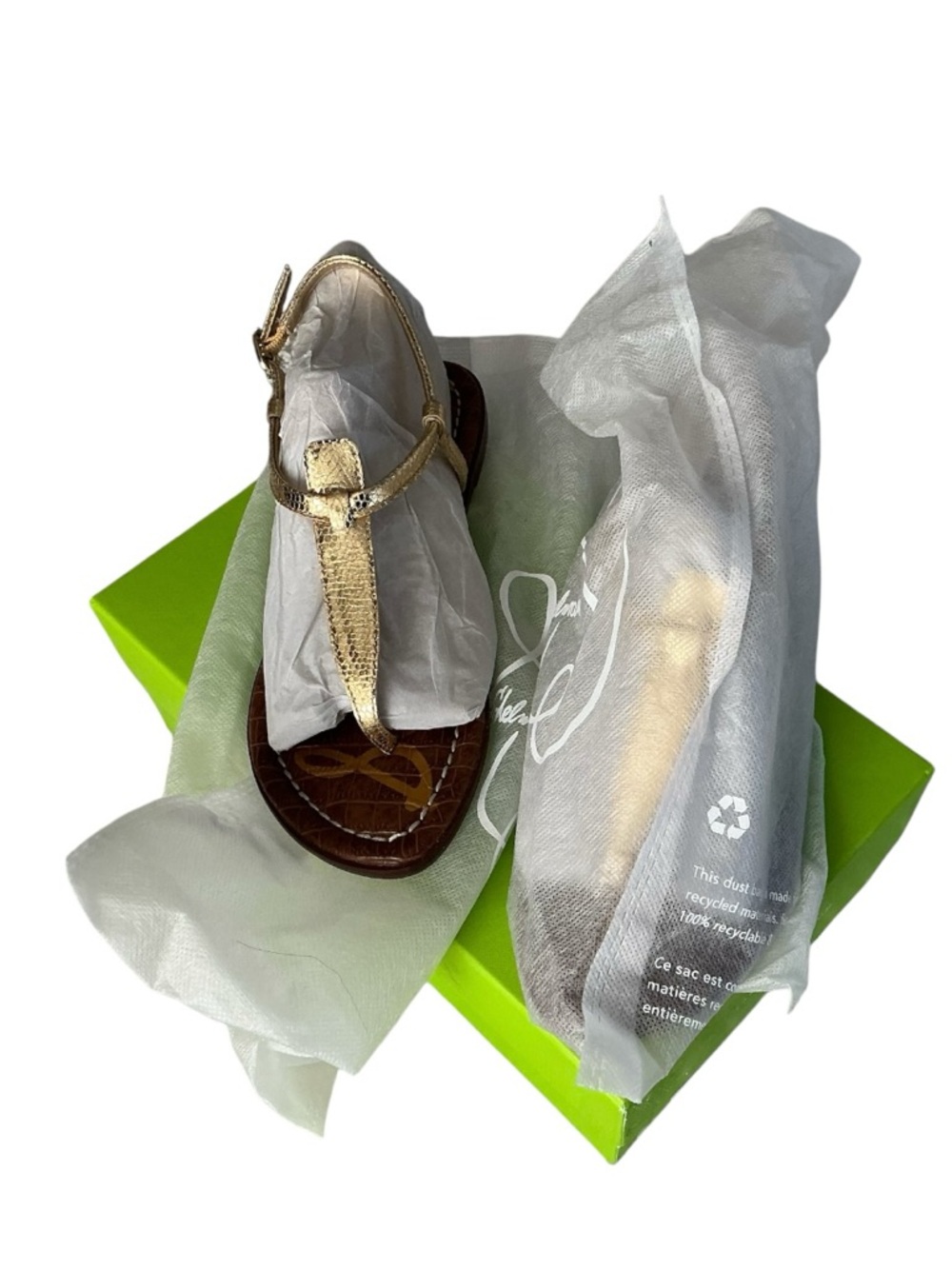 Sam Edelman Sandals GiGi Gold Thong T-Strap Sandals for Women Size 6 NIB